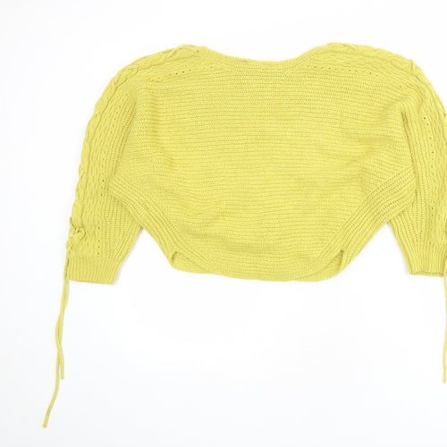 Miss Selfridge Womens Green Round Neck Acrylic Pullover Jumper Size 14