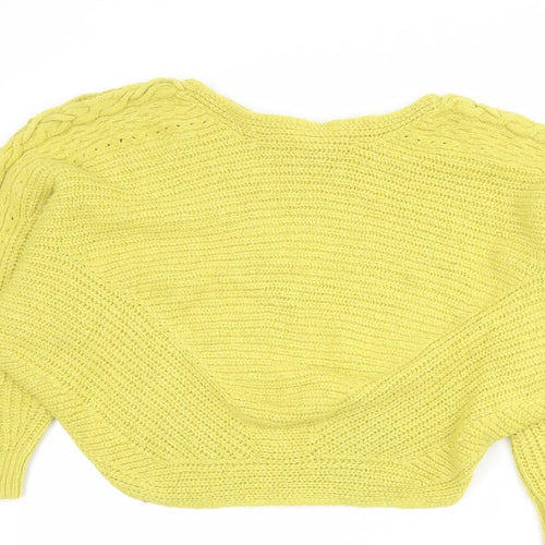 Miss Selfridge Womens Green Round Neck Acrylic Pullover Jumper Size 14