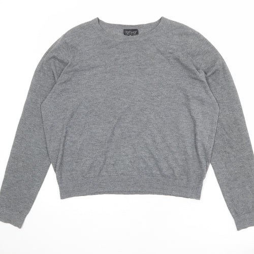 Topshop Womens Grey Round Neck Polyester Pullover Jumper Size 16