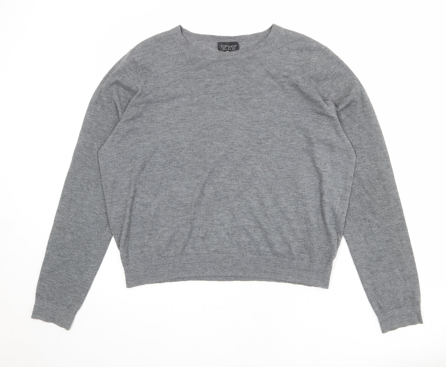 Topshop Womens Grey Round Neck Polyester Pullover Jumper Size 16