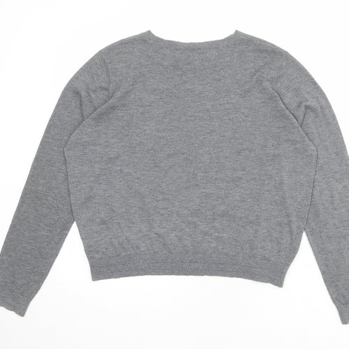Topshop Womens Grey Round Neck Polyester Pullover Jumper Size 16