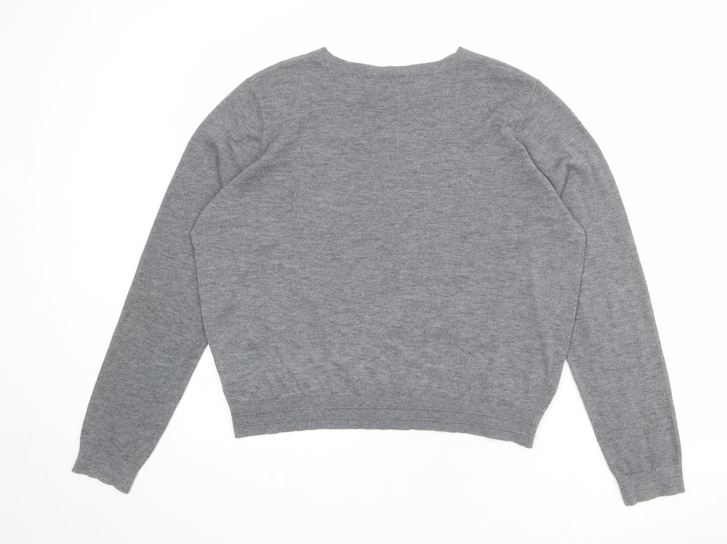 Topshop Womens Grey Round Neck Polyester Pullover Jumper Size 16
