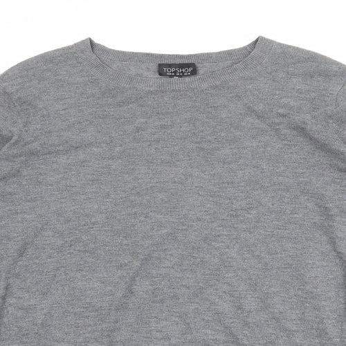 Topshop Womens Grey Round Neck Polyester Pullover Jumper Size 16