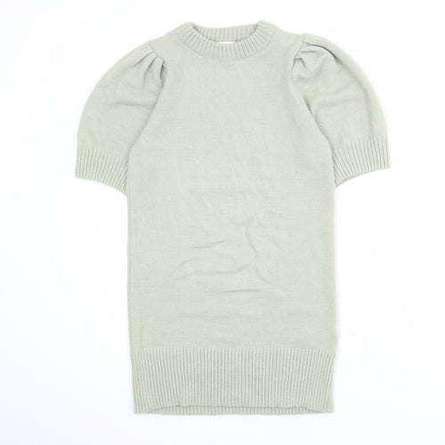 Miss Selfridge Womens Green Acrylic Jumper Dress Size 4 Round Neck Pullover
