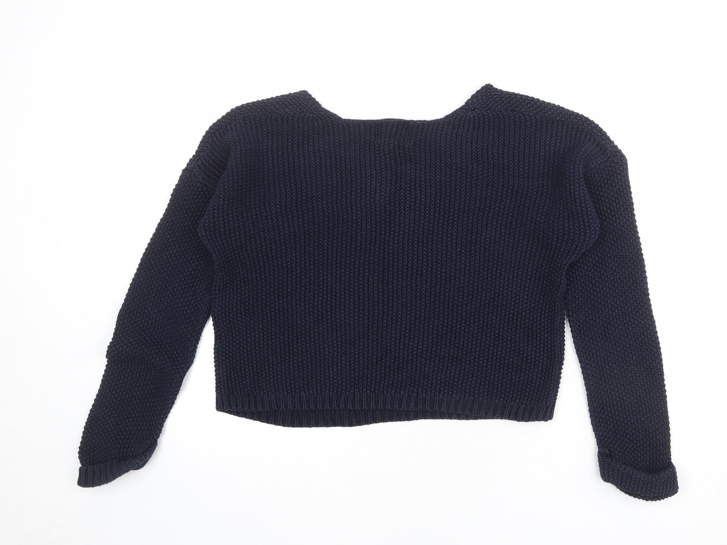 New Look Womens Blue V-Neck 100% Cotton Pullover Jumper Size 12
