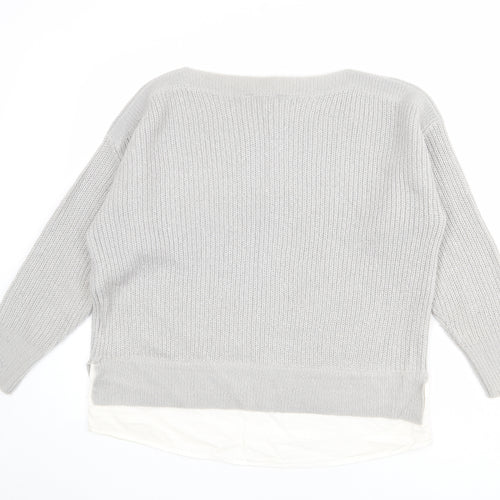 Dorothy Perkins Womens Grey Round Neck Acrylic Pullover Jumper Size 14