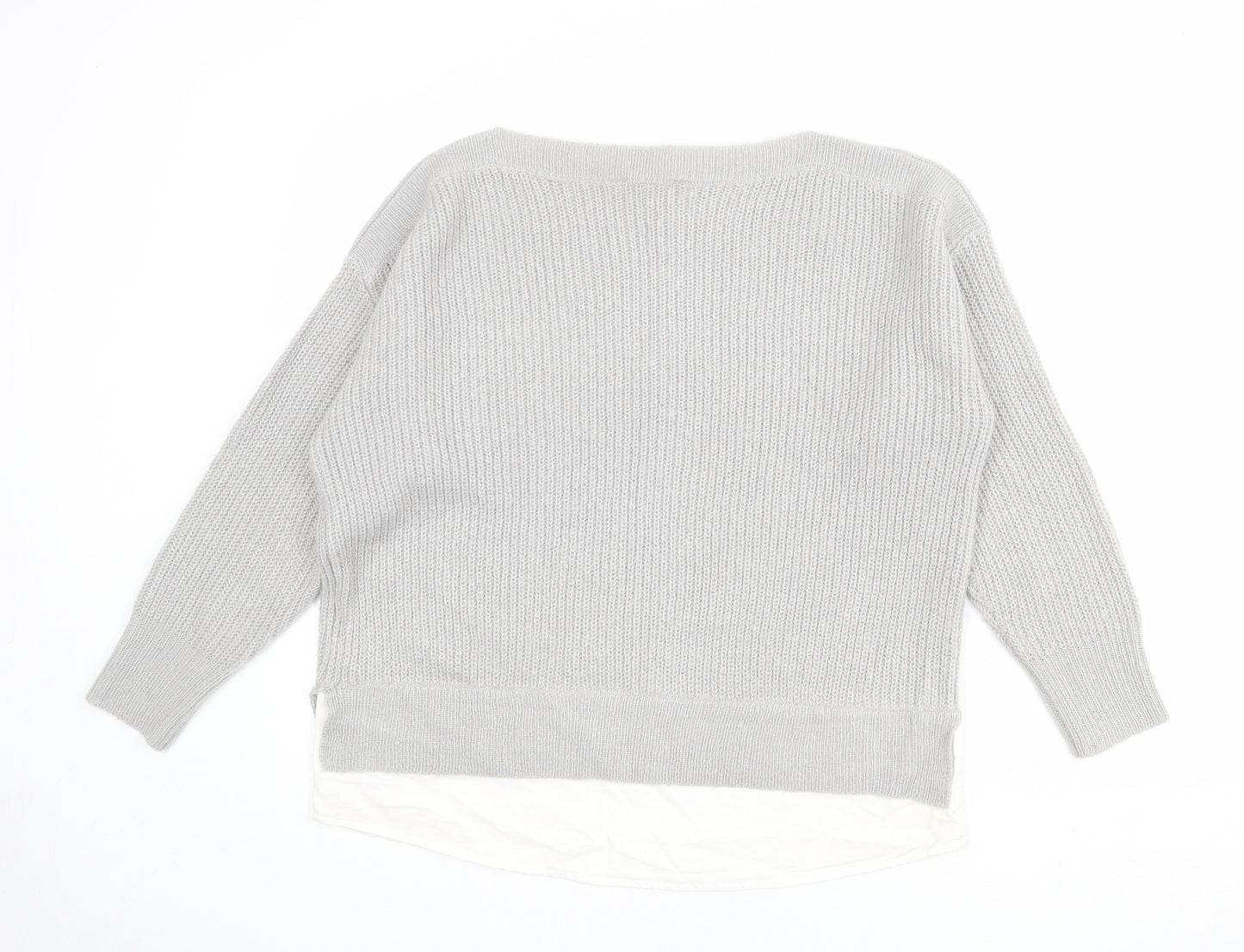 Dorothy Perkins Womens Grey Round Neck Acrylic Pullover Jumper Size 14