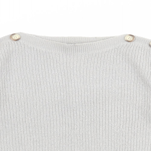 Dorothy Perkins Womens Grey Round Neck Acrylic Pullover Jumper Size 14