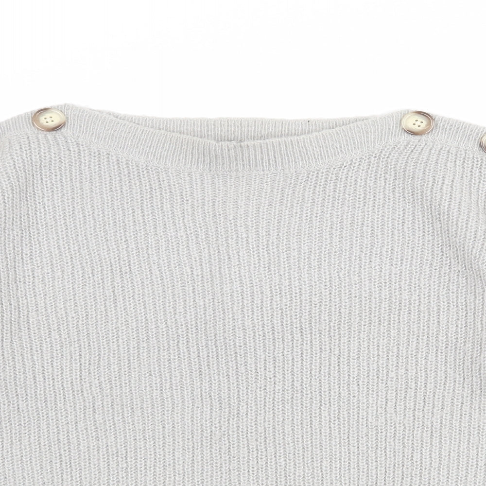 Dorothy Perkins Womens Grey Round Neck Acrylic Pullover Jumper Size 14