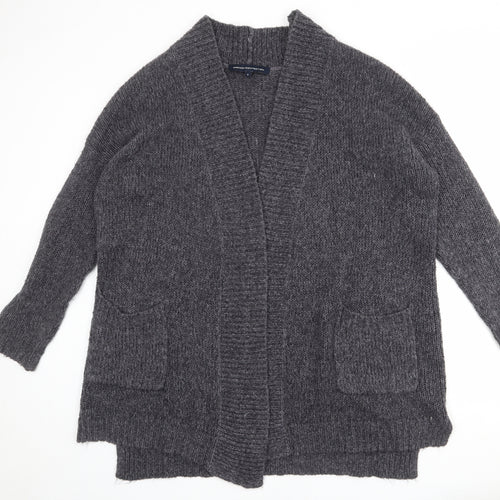French Connection Womens Grey V-Neck Acrylic Cardigan Jumper Size S