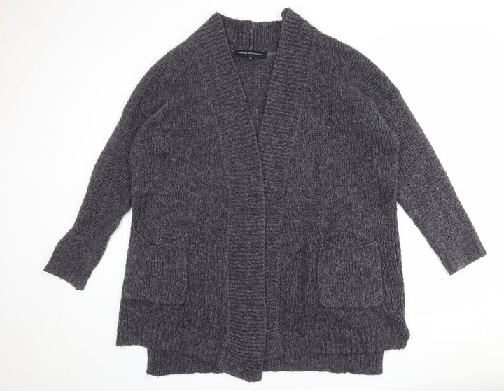French Connection Womens Grey V-Neck Acrylic Cardigan Jumper Size S