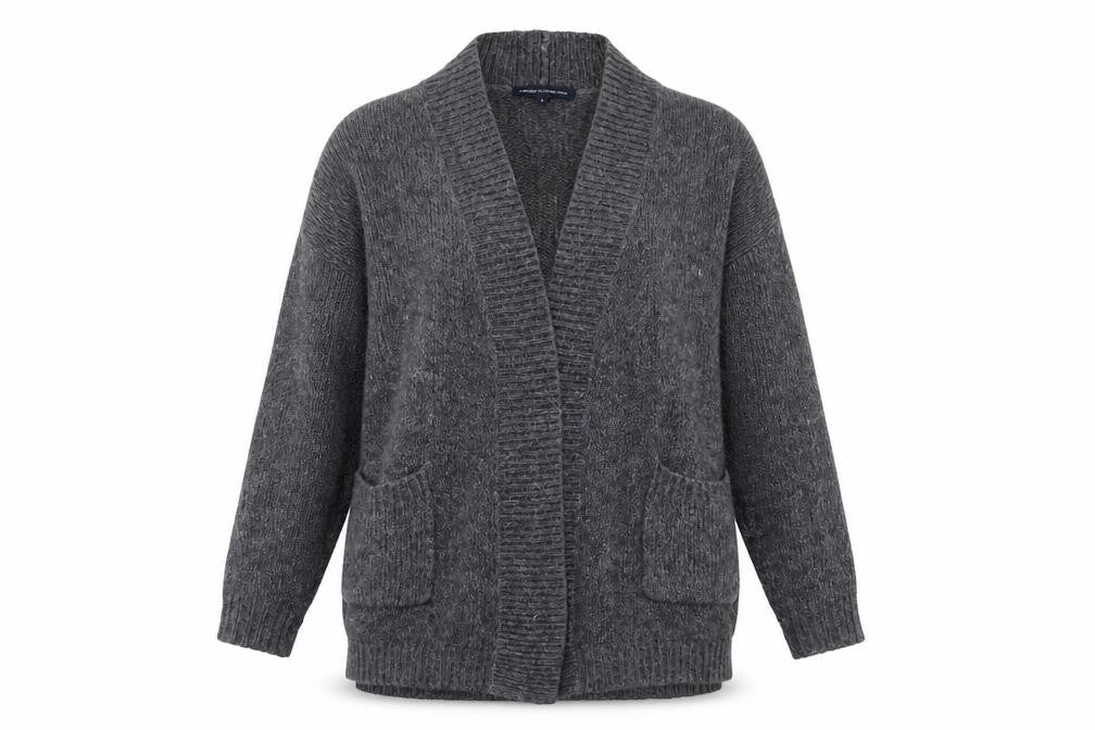 French Connection Womens Grey V-Neck Acrylic Cardigan Jumper Size S