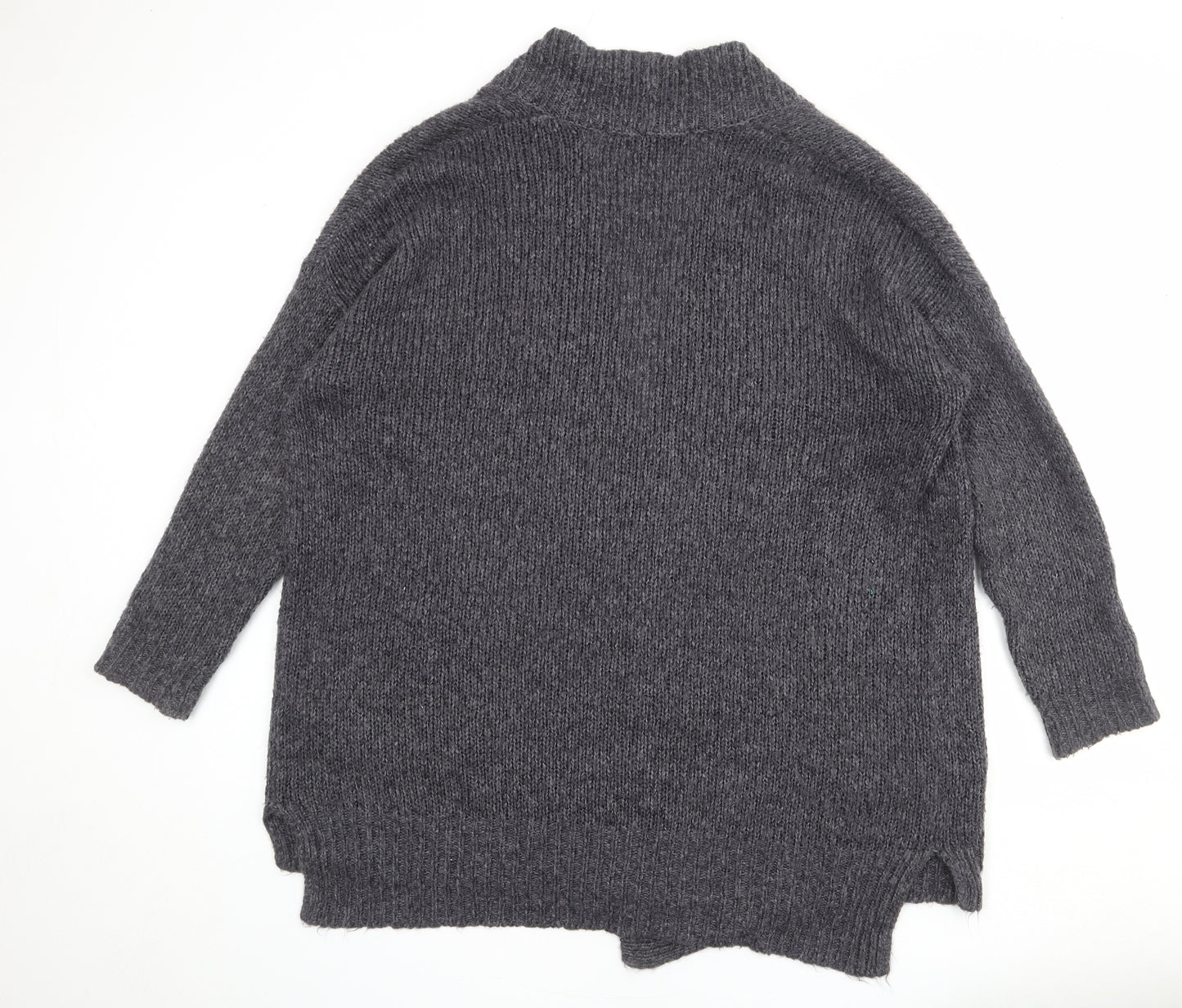 French Connection Womens Grey V-Neck Acrylic Cardigan Jumper Size S