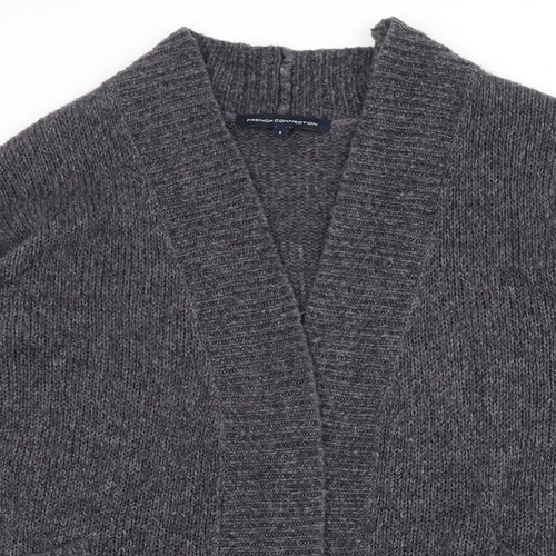 French Connection Womens Grey V-Neck Acrylic Cardigan Jumper Size S