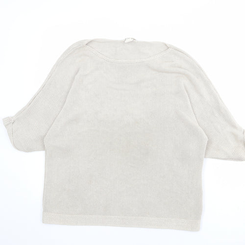 H&M Womens Beige Round Neck Acrylic Pullover Jumper Size M