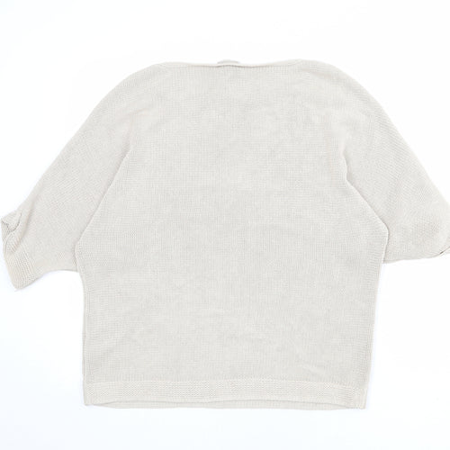 H&M Womens Beige Round Neck Acrylic Pullover Jumper Size M