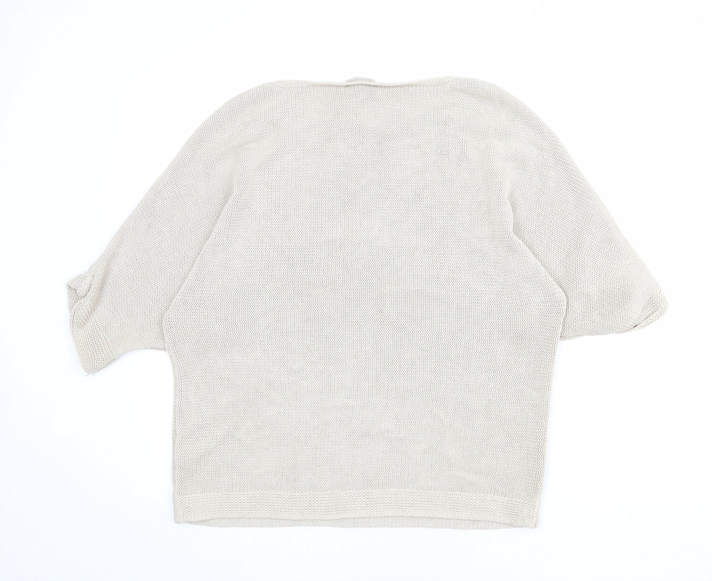 H&M Womens Beige Round Neck Acrylic Pullover Jumper Size M