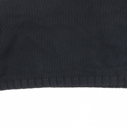 RESERVED Womens Black Round Neck Geometric Cotton Pullover Jumper Size L - Cropped