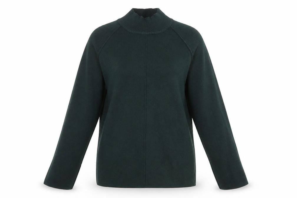 Front view of Next women’s green high neck viscose jumper, size UK 8