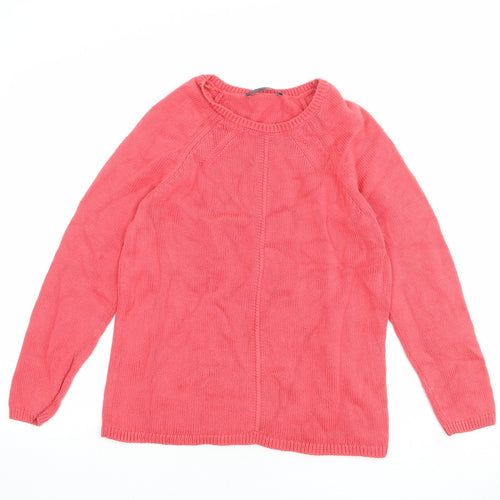 Marks and Spencer Womens Pink Round Neck Cotton Pullover Jumper Size M