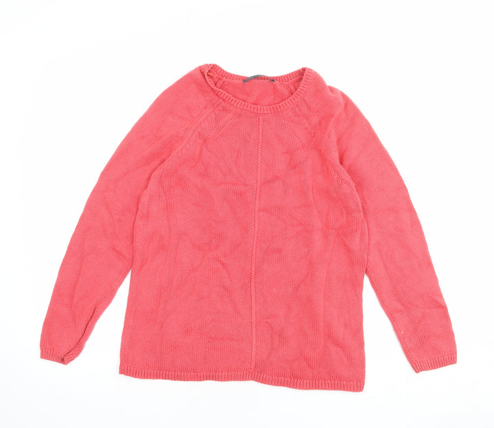 Marks and Spencer Womens Pink Round Neck Cotton Pullover Jumper Size M