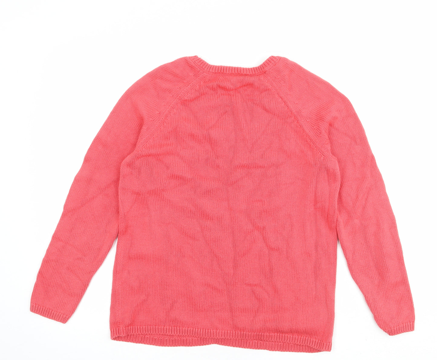 Marks and Spencer Womens Pink Round Neck Cotton Pullover Jumper Size M
