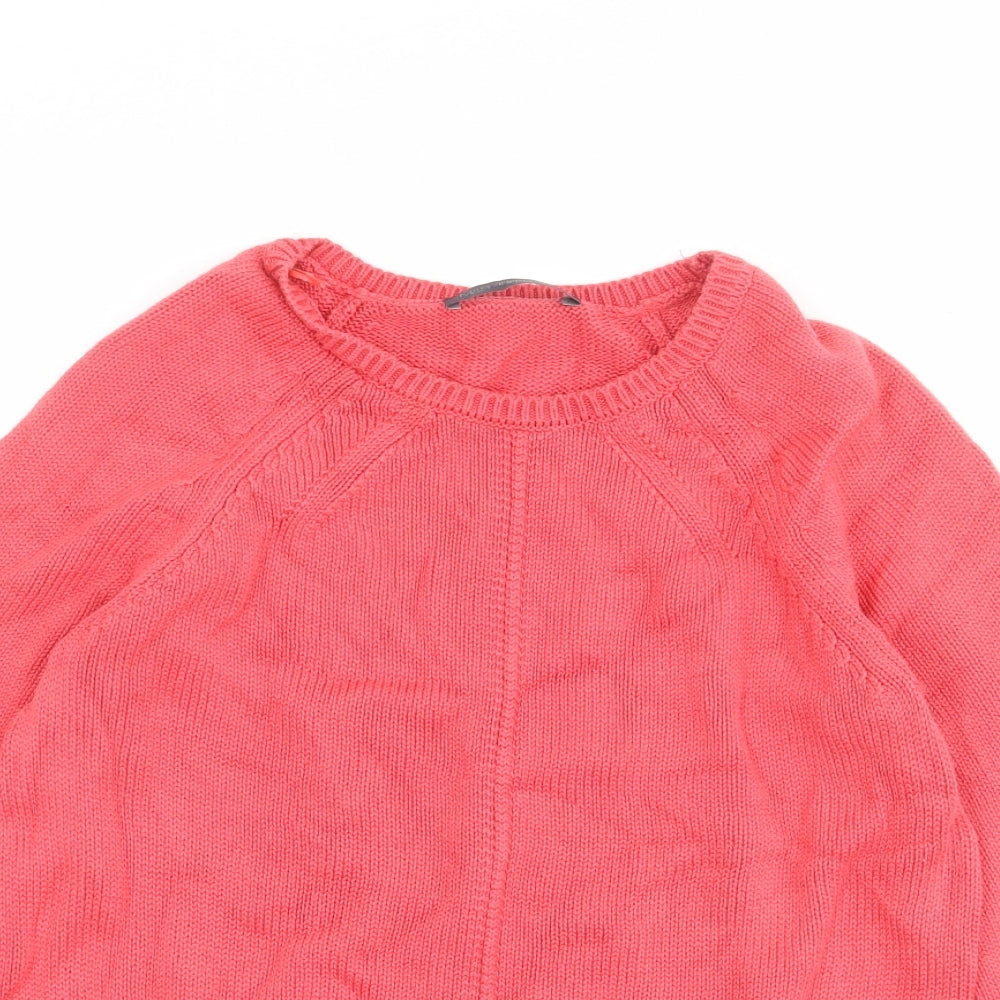 Marks and Spencer Womens Pink Round Neck Cotton Pullover Jumper Size M