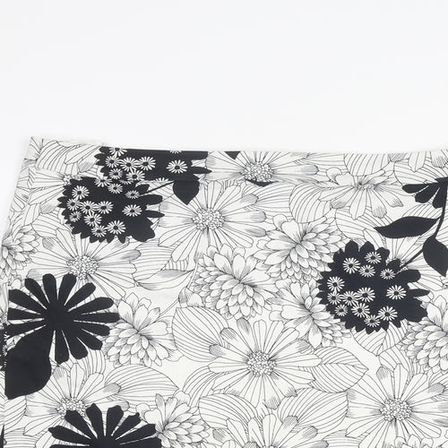 Marks and Spencer Womens White Floral Polyester Bandage Skirt Size 36 in Zip