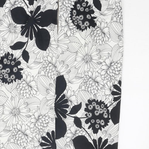 Marks and Spencer Womens White Floral Polyester Bandage Skirt Size 36 in Zip