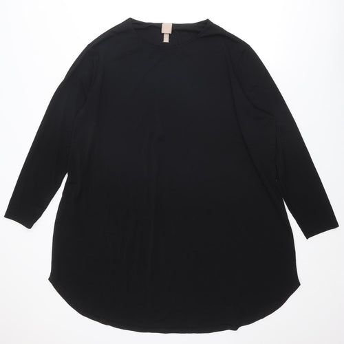 H&M Womens Black Cotton Tunic Blouse Size 2XL Round Neck