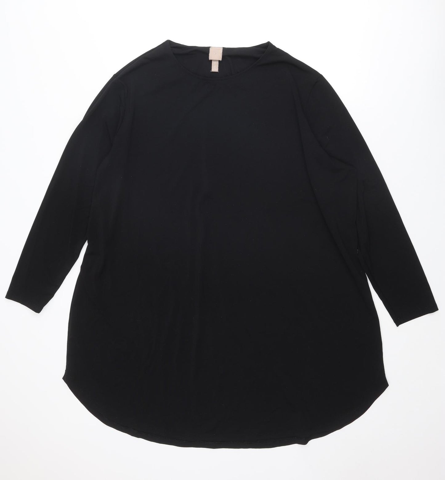 H&M Womens Black Cotton Tunic Blouse Size 2XL Round Neck