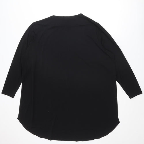 H&M Womens Black Cotton Tunic Blouse Size 2XL Round Neck