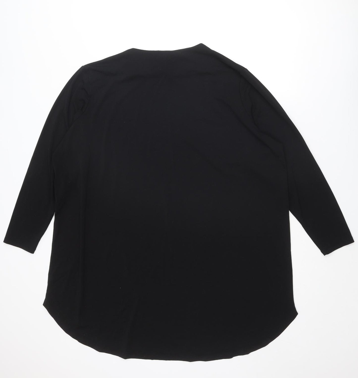 H&M Womens Black Cotton Tunic Blouse Size 2XL Round Neck