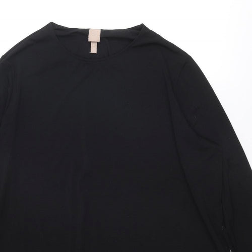 H&M Womens Black Cotton Tunic Blouse Size 2XL Round Neck