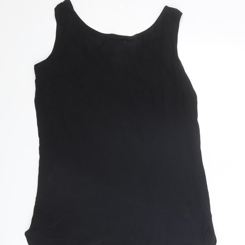Mondi Womens Black Viscose Basic Tank Size 8 Boat Neck