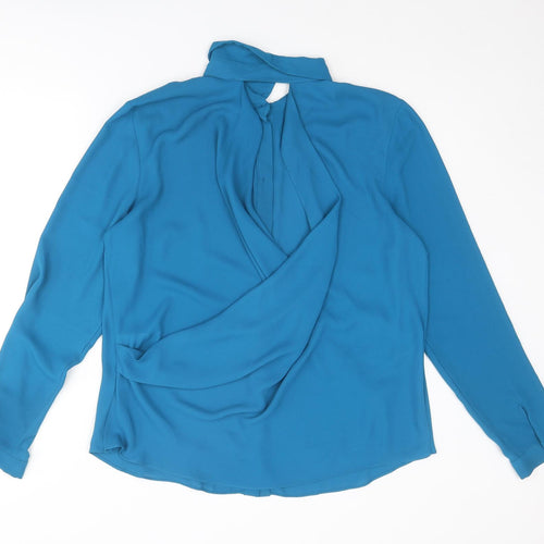 Warehouse Womens Blue Polyester Basic Button-Up Size 16 Collared