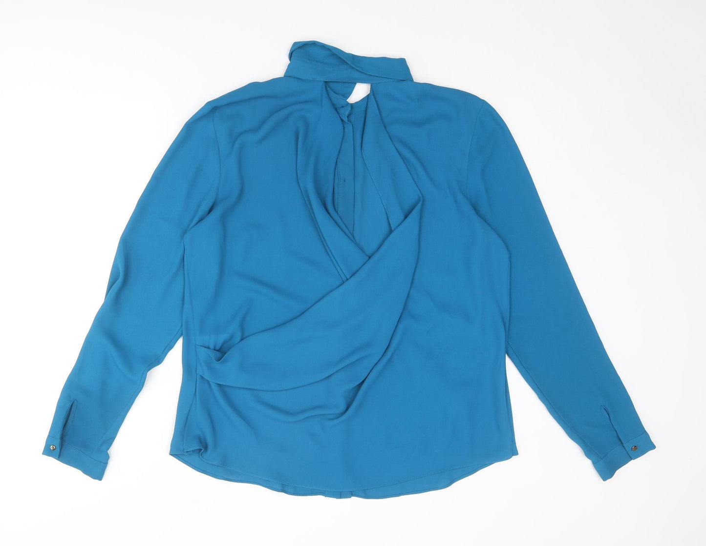 Warehouse Womens Blue Polyester Basic Button-Up Size 16 Collared