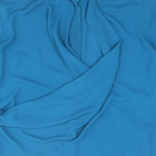 Warehouse Womens Blue Polyester Basic Button-Up Size 16 Collared