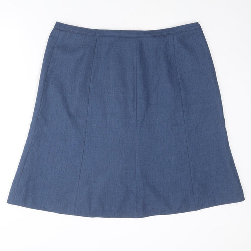 EWM Womens Blue Polyester A-Line Skirt Size 20 Zip