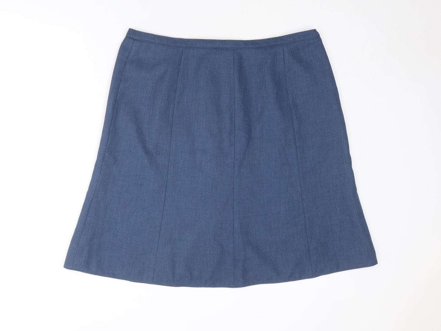 EWM Womens Blue Polyester A-Line Skirt Size 20 Zip