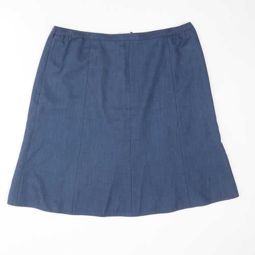 EWM Womens Blue Polyester A-Line Skirt Size 20 Zip
