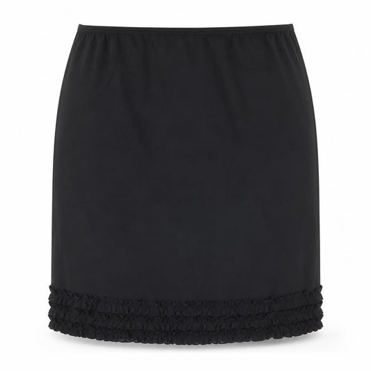 Front view of Agenda women’s black polyester trumpet skirt, size UK 22