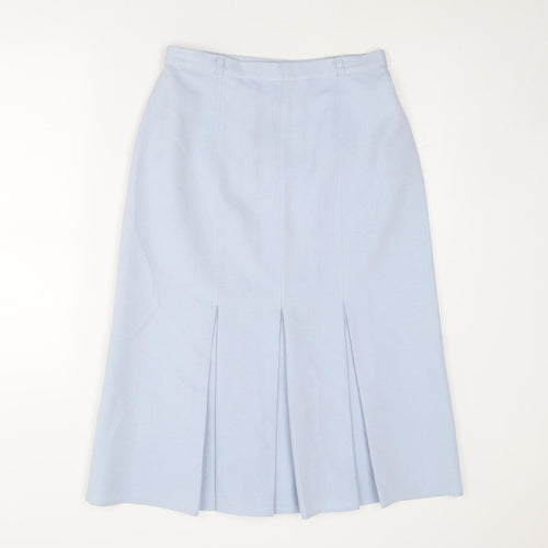 St Michael Womens Blue Polyester A-Line Skirt Size 14 Zip