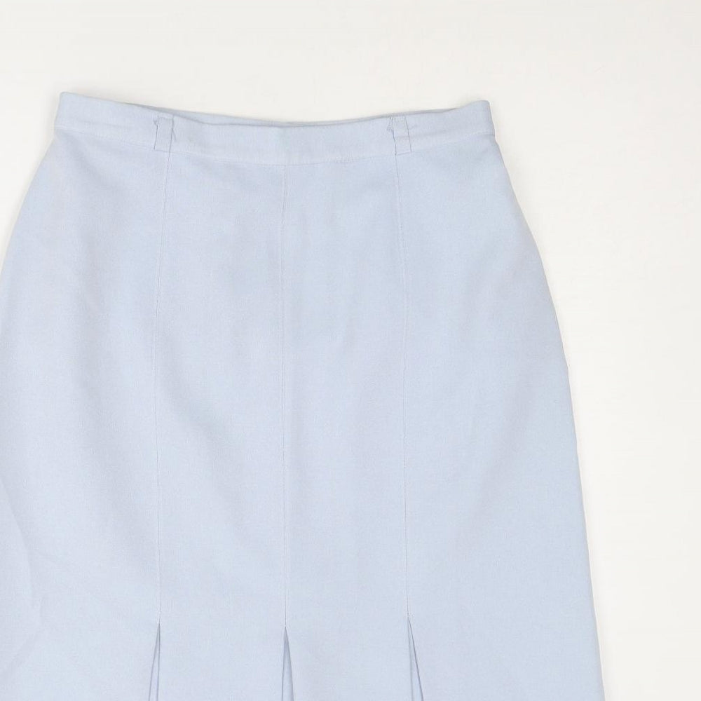 St Michael Womens Blue Polyester A-Line Skirt Size 14 Zip