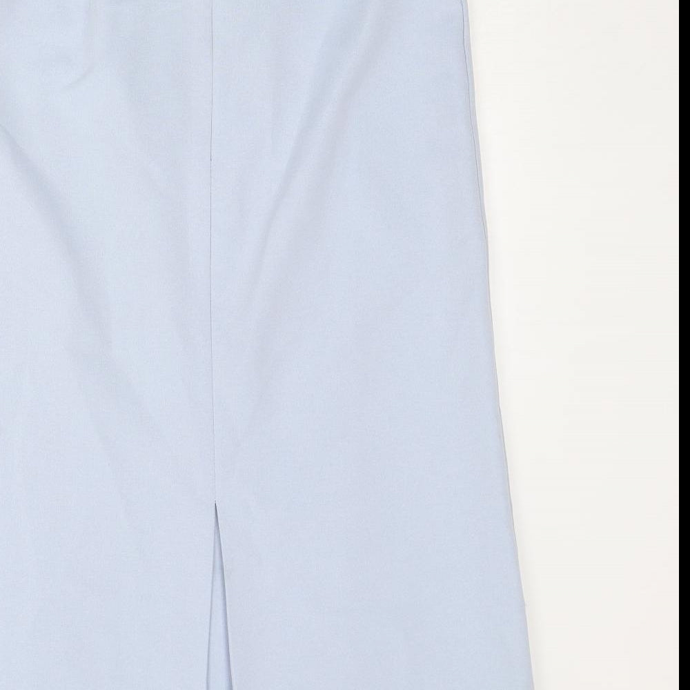 St Michael Womens Blue Polyester A-Line Skirt Size 14 Zip