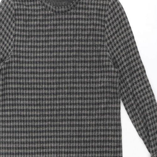 Marks and Spencer Womens Grey Geometric Polyester Jumper Dress Size 8 Round Neck Pullover