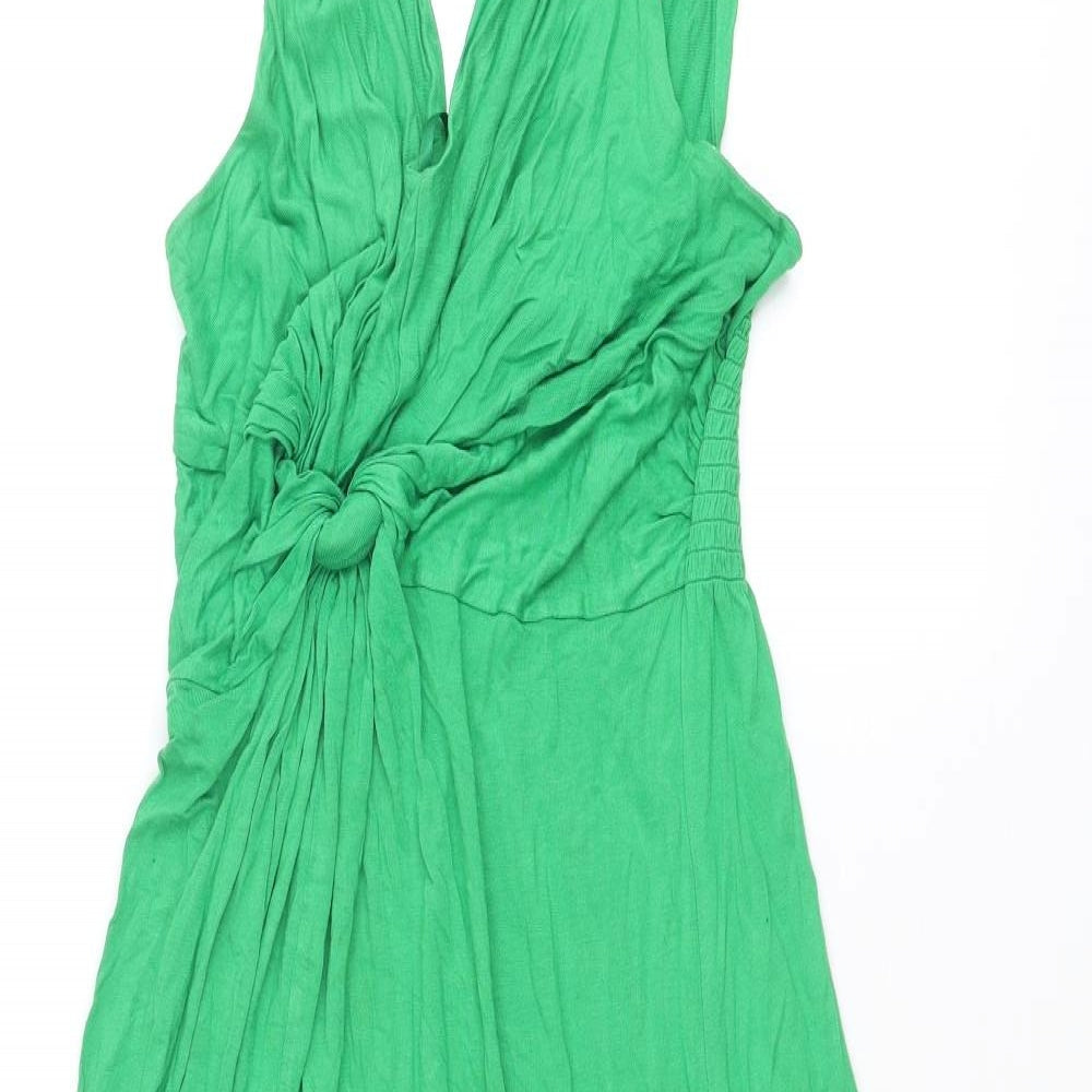 NEXT Womens Green Viscose A-Line Size 16 V-Neck Pullover