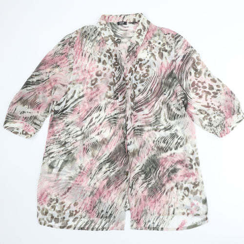 Basler Womens Multicoloured Animal Print Polyester Basic Button-Up Size 18 Collared