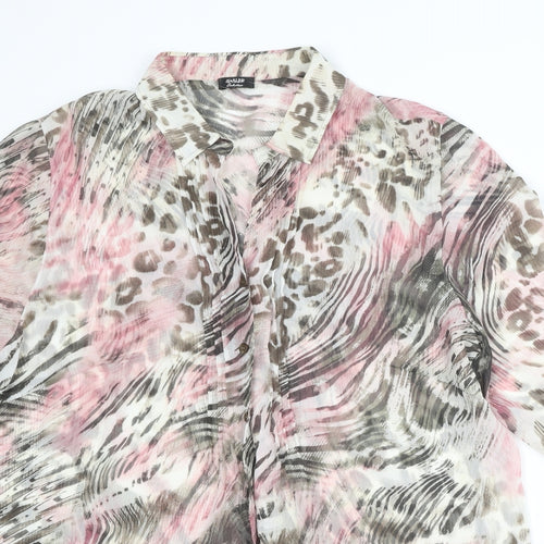 Basler Womens Multicoloured Animal Print Polyester Basic Button-Up Size 18 Collared