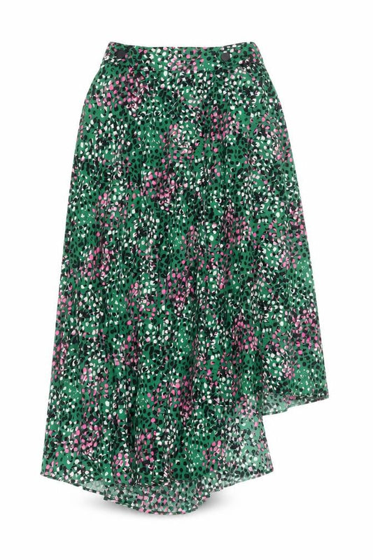 Front view of Topshop women’s multicoloured geometric polyester swing skirt, size UK 6